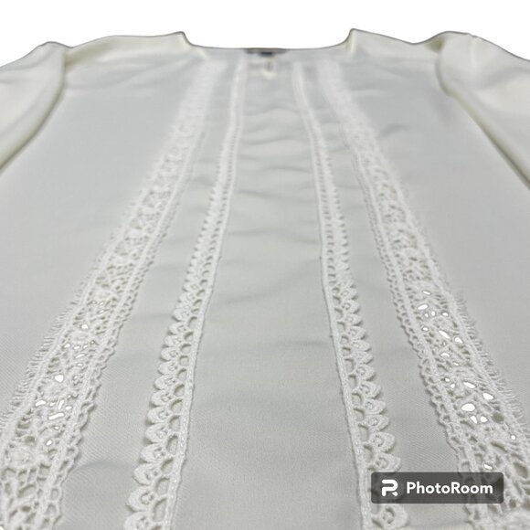 Women's LANDS' END Long Sleeve Blouse with Lace- Size 14 - Picture 4 of 10